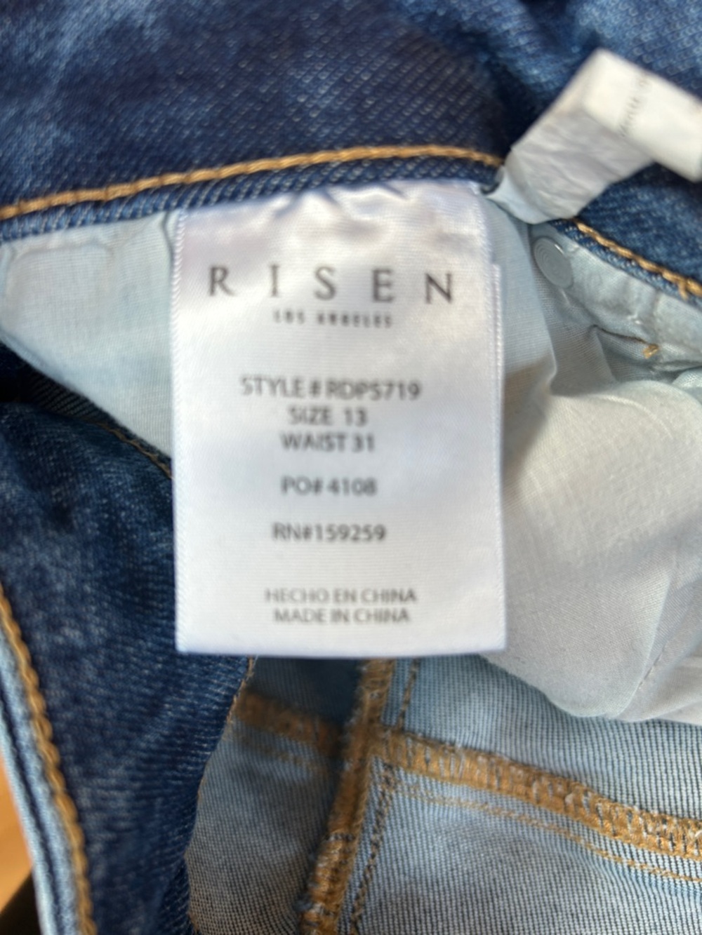 Risen Dark Blue High Rise Wide-Leg Cuffed Stretchy Jeans | Size 31/13 - Picture 7 of 8